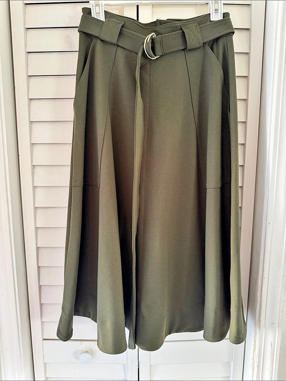 Banana Republic Belted A-Line Skirt | Women's Size 4 | Olive Green | Excellent